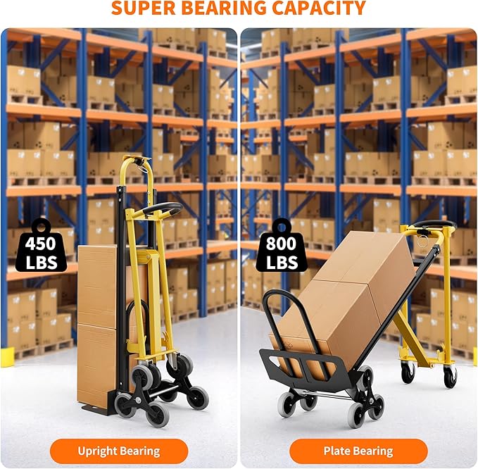 3-in-1 Convertible Hand Truck - 800 Lbs Heavy Duty Multi-Functional Aluminum Moving Dolly with Stair-Climbing Wheels - Folding Platform Cart & Utility Trolley for Home, Warehouse, Office