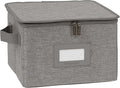 Covermates Dish Storage Box – China & Dinner Plate Storage Container with Dual Zippers, Reinforced Handles, ID Window & Stackable Structured Walls for Dishware Organization, Grey Heather
