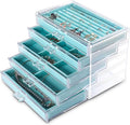 Frebeauty Extra Large Acrylic Jewelry Box for Women 5 Layers Clear Jewelry Organizer Velvet Earring Box with 5 Drawers Rings Display Case Necklaces Holder Tray for Women Girls (Turquoise) | Jewelry Storage for Rings Earrings Bracelets,Dustproof,Velvet ...