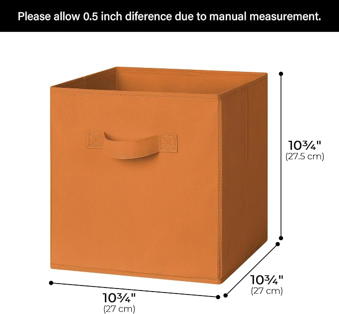 GRANNY SAYS 11 Inch Cube Storage Bins, Cube Storage Organizer, Fabric Storage Bins with Handle, Storage Cubes for Shelves, Closet, 3 Yellow & 3 Orange, 6-Pack