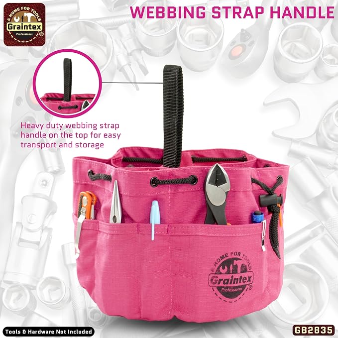 Graintex 18 Pocket Grab Bags Set of 3 Pcs Rip-Stop Canvas, Drawstring Closure, Small Parts Organizer Bag, Small Tools, Screws, Parts, Parachute Tool Bag, Parachute Tool Organizer for Essential Items