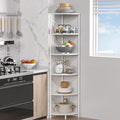6 Tier Corner Shelf Stand, 54.4" Kitchen Shelf Organizer with Metal Frame, Small Corner Shelf for Organization & Storage, Marble White Corner Shelf for Kitchen Decor Accessories