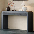 Farmhouse Modern Curved Console Table 54.3-Inch Sofa Entry Table Fluted Accent Tables with Storage Drawers for Living Room Entryway Hallway Furniture, Dark Navy