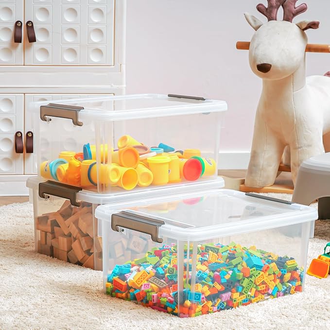 Citylife 17QT 2Packs Plastic Storage Box with Removable Tray Craft Organizers and Storage Clear Storage Container for Organizing Bead, Sewing, Playdoh, Markers, Tools, Coloring book