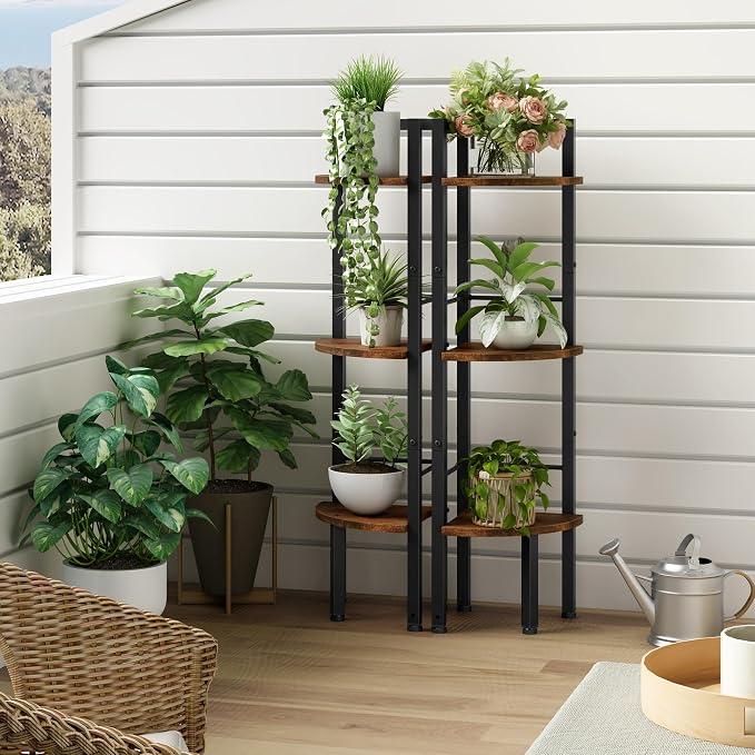 Tajsoon Small Corner Shelf Stand 3 Tier 39.6" Industrial Corner Display Shelf Shelving Unit, Corner Tables for Small Spaces, Bedroom, Living Room, Office, Kitchen, Rustic Brown