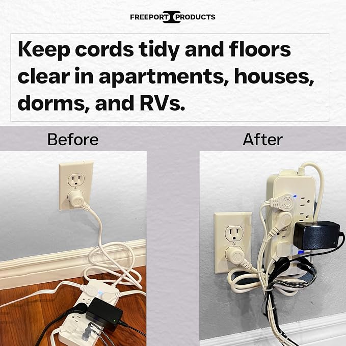Freeport Power Bar Mount Plate – Self-Adhesive Wall Mount for Power Strips, Perfect for RV, Dorm, Home, and Rentals - Gray