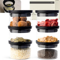 KIVY Glass spice jars transparent Glass Lid [6x 12oz] Stackable & Airtight small glass jars - Spice containers - Seasoning jars tea - Spice storage containers - Spice jars with black lids & labels
