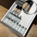 Gosmol Spice Drawer Organizer Insert - Silicone Spice Drawer Liner White | Adjustable non-slip liner organizer; in-drawer spice rack for seasoning jars, spice bottles, flat kitchen drawer organizer