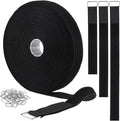 YMCRLUX 1"x64ft Hook and Loop Straps with 70 Metal Buckles, Adjustable Fastening Cable Straps, Cut-to-Length Cinch Strap, Reusable Nylon Securing Cord Ties for Organizer or Storage, 1 inch Wide, Black