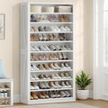 Hzuaneri Shoe Storage Cabinet,10 Tiers Farmhouse Tall Shoe Cubby Organizer | Freestanding Shoe Cabinets, Wooden Shoes Rack with Cubby, 36-40 Pairs, for Entryway, Living Room, White SR59203X