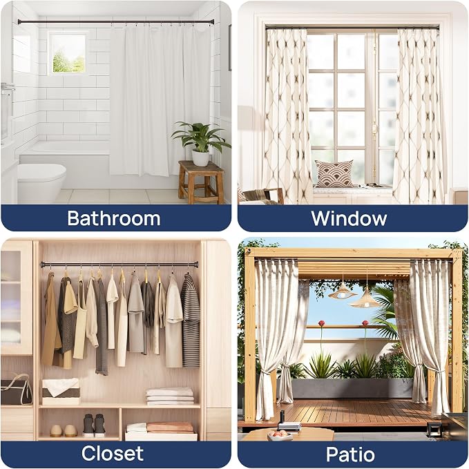 ENJOYBASICS 2 Pack Adjustable Spring Tension Curtain Rods 32 to 66 Inches, Stainless Steel Bronze Shower Rod No Drilling for Window, Bathroom, Closet, Room Divider, 7/8" Diameter