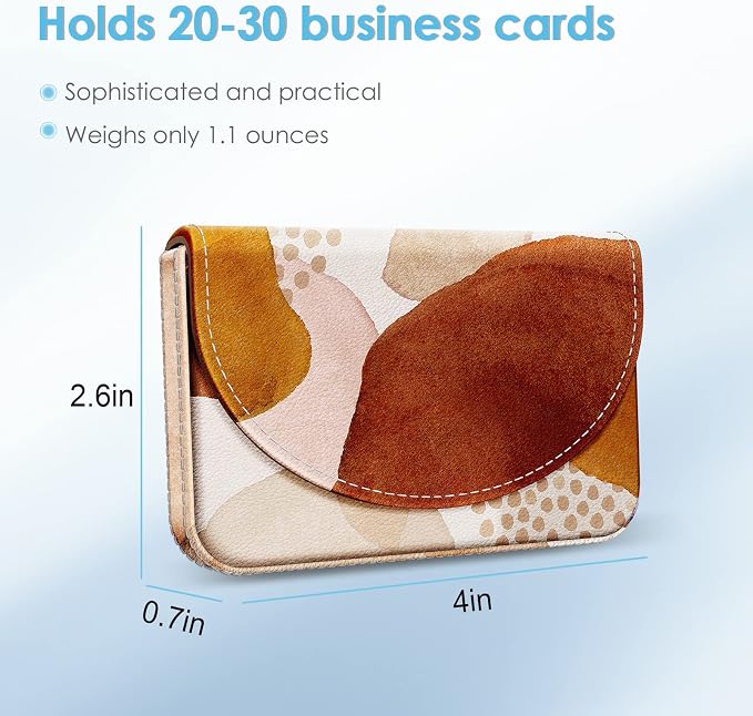 Business Card Holder，PU Leather Business Card Case Color Printing Pattern Card Holder Wallet，Pockets Magnetic Credit Card Holders for Men and Women，Bohemian Spots