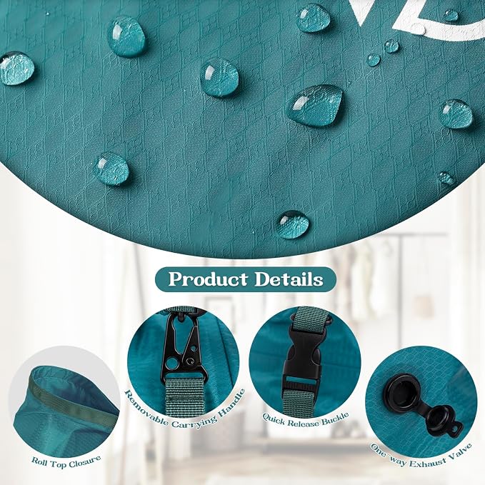 Travel Laundry Bag, Vacuum Compression Dirty Clothes Travel Bag, Waterproof Wet/Dry Space-Saving Laundry Storage Organizer, Smell Proof Storage Bag for Clothing, Swimming, Yoga, Gym, Camping