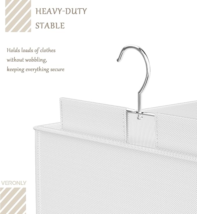 VERONLY Hanging Closet Organizer and Storage with Bamboo Support, 6-Shelf Closet Hanging Storage Shelves, Closet Organizers Easy Mount Foldable for Bedroom
