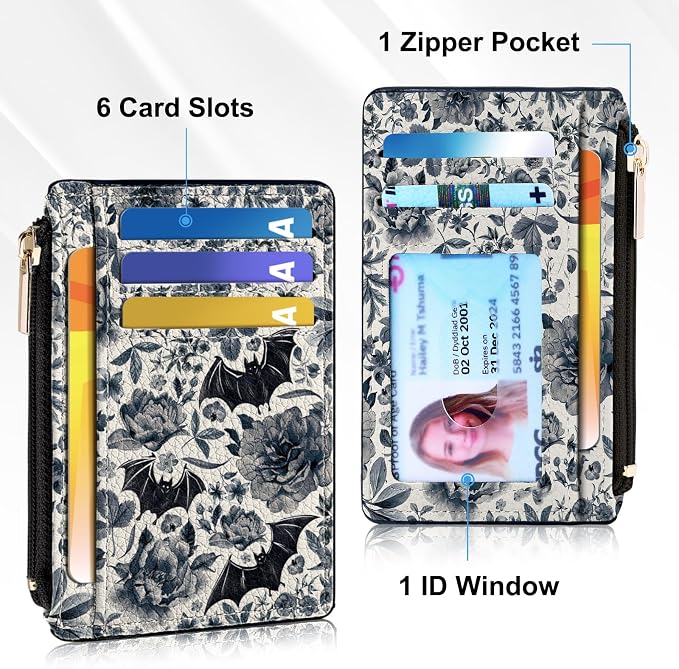 Tipmile Womens Credit Card Holder Wallet, Small Slim RFID Blocking Sleeve | Mini Tiny Cute ID Case, Minimalist Zipper Pocket Wallet, Thin Coin Purse, Mothers Gift