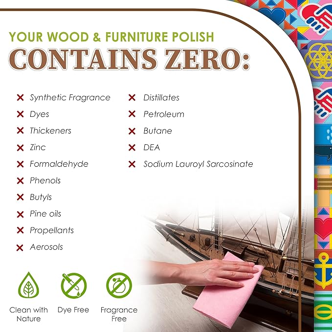 Truly Free Natural Wood Cleaner & Furniture Polish - Leather Cleaner, Vinyl, Furniture & Wood Polish, Helps Remove Water Stain, Unscented - 12 oz Reusable Empty Spray Bottle + One (3 oz) Fill Pack