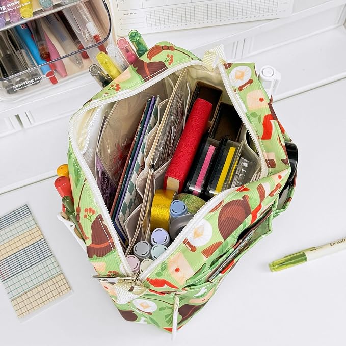 Multiple Pockets Portfolio Organizer with Zippered,Storage Pencil Pouch Bag | Waterproof Travel Toiletry Bag,Portable Pencil Pouch for Notebooks,Stationeries,Make-up,Journal Office Art Supplies,lvmofa