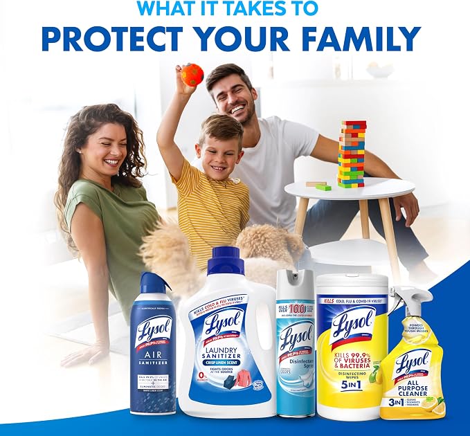 Lysol Disinfecting Wipes, Multi-Surface Cleaner, Lemon, 80 ct. (3 Pack) | All Purpose Cleaner, Sanitizing, Deodorizing, Apartment Essentials, Back To School Cleaning Supplies, Kitchen & Bathroom Wipe
