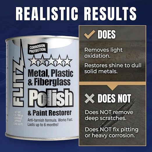 Flitz Metal Polish Paste - 2lb Can of USA-Made Polish for Solid Chrome, Stainless Steel, Aluminum - Non-Abrasive for Light Oxidation - Requires Manual Buffing - Not for Plated/Coated Surfaces (3 Pack)