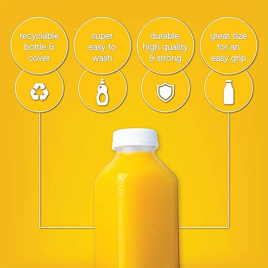 Disposable Juice Container with Caps, 12 Oz Reusable, Clear & Empty Smoothie Bottle For Grab & Go Drink & Juicing Journey, 24 Pack BPA-Free Plastic Water Bottles, Handy, Leak-Proof Beverage Containers