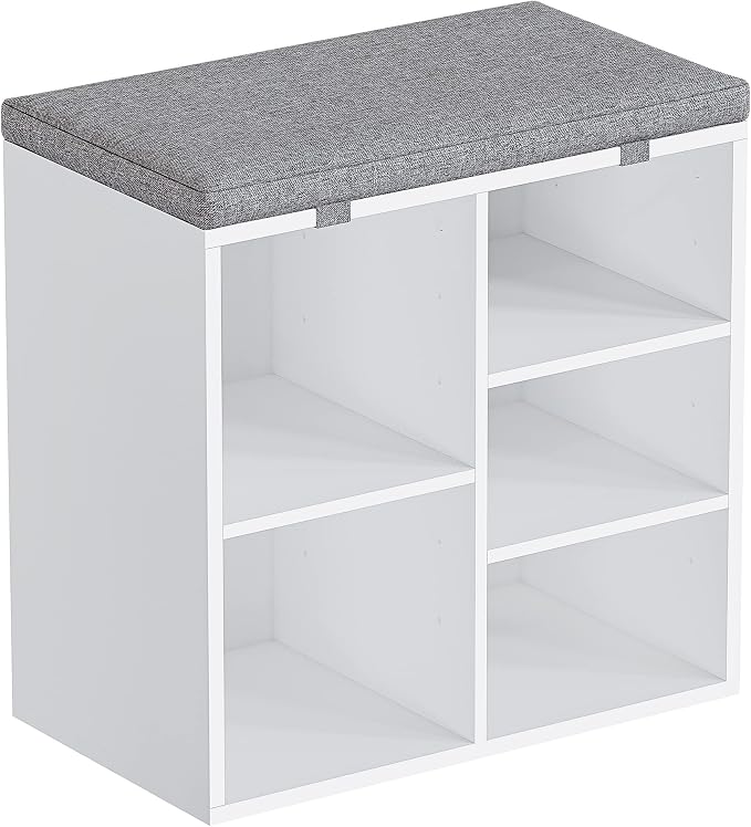GAOMON Entryway Shoe Bench for Storage,Shoe Rack with Foam Pad Seating Cushion,3-Tier Adjustable Shelf for Entryway Hallway Living Room Bedrom Dormitory and Small Apartment(White,20 inches)