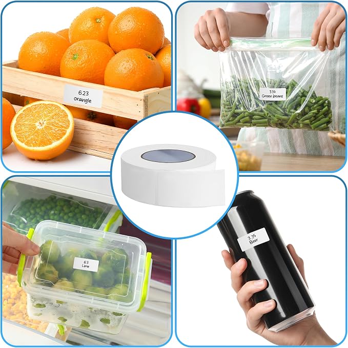 BLISKO 500 Pcs Removable Labels Easy Peel Off, 1x2 Inch Blank Food Label Stickers, Waterproof, Oil Resistant, No Residue, Freezer Tape for Labeling, Freezer Labels for Home, Restaurants & Catering