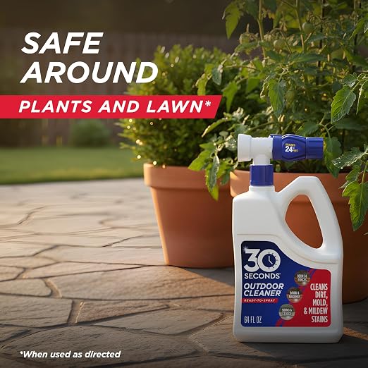 30 SECONDS Outdoor Cleaner 2 Pack with Hose End Sprayer - Cleans Stains from Algae, Mold and Mildew on Vinyl Siding, Deck, Patio, Brick and More