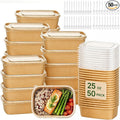 Holotap 50 Pack 25 OZ Disposable Kraft Paper Bowls with Lids【with Spoons and Forks】,Disposable Food Containers, Microwave Safe for Hot Soup, Disposable Meal Prep Containers for Restaurant Supplies