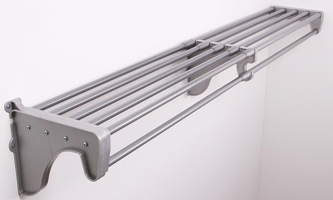 EZ SHELF - Closet Shelf with Hanging Rod – 42.5 to 75" Expandable, Silver, Closet Shelves – Strong, Holds 200 lbs – Easy Install – Backwall (floating) with 2 End Brackets, Alternative to Wire Shelving