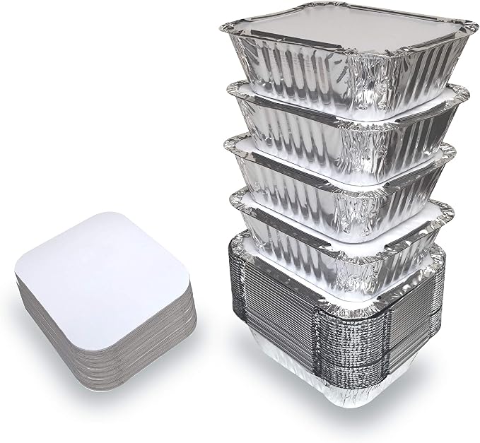 110 Pack - 1LB Small Foil Pans with Lids - Aluminum To Go Food Containers with Lids - 1lb Mini Aluminum Pans - Freezer Safe Foil Take out Trays - Heat proof Meal Prep Containers