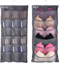 Hanging Mesh Pockets Dual-Sided Closet Organizer for Underwear,Bra,Socks,Accessories with Hanger,Total 24 Pockets Grey
