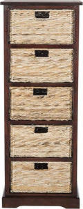 SAFAVIEH Home Collection Vedette Cherry 5-Drawer Wicker Basket Storage Tower (Fully Assembled)