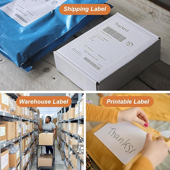 Half Sheet 8.5x5.5inch Shipping Mailing Label 100 Counts, 2 Labels Per Sheet 8.5 x 11 for Laser & Inkjet Printer, Permanent Adhesive Label Square Corner (50 Sheets)