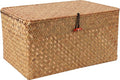 Moosky Wicker Shelf Baskets with Lid,Natural Seagrass Storage Basket Boxes Handwoven Rectangular Baskets Bins Multipurpose Home Organizer Decor (Large)
