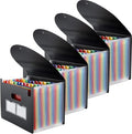 4 Pack Expanding File Folder, 24 Pocket Accordian File Organizer A4 Letter Size Portable Document Organizer with Colored Tabs, Expandable Desktop Accordion Folder -Black
