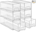 Sorbus Small Wide Clear Stackable Storage Drawers – 6-Pack Plastic Organizer Bins with Handles – Stackable Pull-Out Storage Drawers for Closet, Pantry, Office, Bathroom, Craft, and Toy Organization