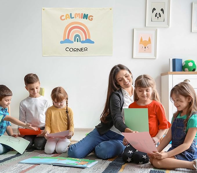 Classroom Wall Flag Decor-Teacher Gift-Inspirational Back to School Wall Banner Decor-Calming Corner-Hanging Rectangular Canvas Banner for Classroom Teacher Office Reading Corner