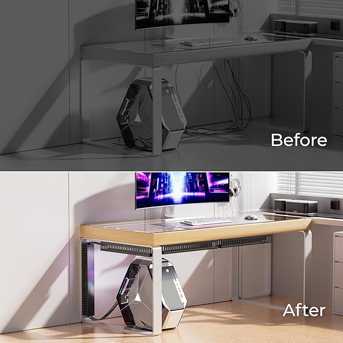 Yecaye 62.8in(4x15.7in) No-Drill Large Cable Management, Under Desk Cord Organizer with Adhesive, Open Slot Cable Raceway for Home/Office/Network, Black
