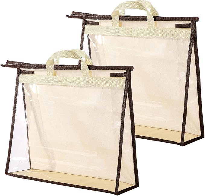 Clear Handbag Storage Bags Purse Organizer for Closet, Zipper Hanging Storage Bag for Handbags, L, 2PCS