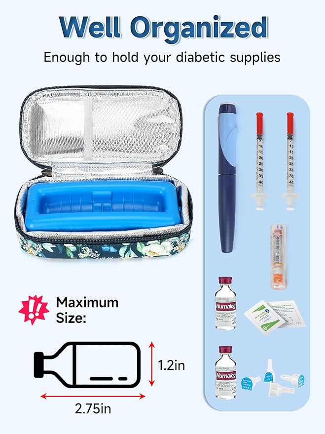 YOUSHARES Peptide Vials Cooler Travel Case - TSA Approved Diabetic Insulin Vial Cooling Bag with Protective Ice Brick, Refrigerated Diabetes Supplies Organizer, GLP-1 Medication Storage