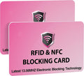 SaiTech IT 2 Pack RFID Blocking Card for Credit Debit ID Card, Pink | Slim Anti-Theft Contactless NFC RFID Blocker Protector, Easily Fit into Wallet and Purse, for Men & Women