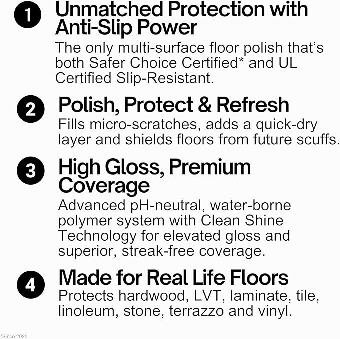 Quick Shine Multi-Surface Floor Finish-Polish 27oz-2pk | Safer Choice, No PFAS, pH Neutral Clean Shine Technology | Squirt & Spread | For Wood, Laminate, LVP, LVT, Tile & Stone | Made in USA