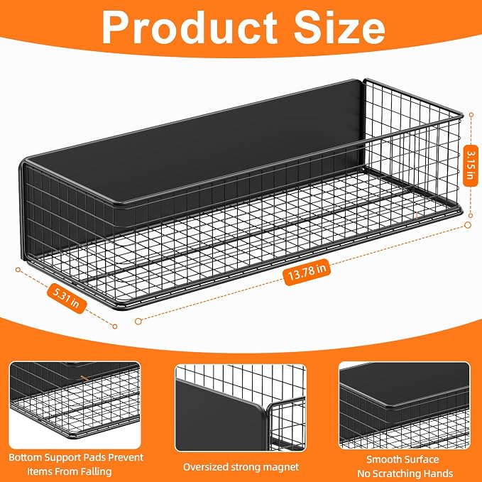 2Pack Magnetic Basket Organizer Holder for Fridge Magnetic Storage Bin Box Containers for Refrigerator Whiteboard Classroom
