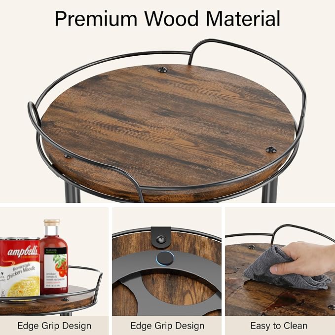 12'' Rotating Spice Rack, 3-Tier Lazy Susan Turntable Organizer | Wooden, for Cabinet, Table Top, Kitchen Countertop, Pantry, Bathroom, Vanity, Home Decor