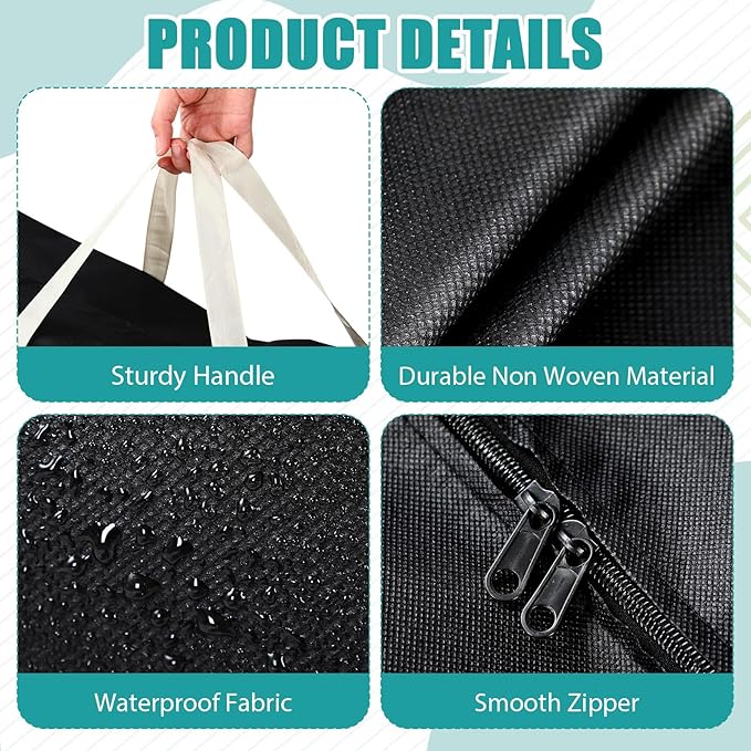 Sadnyy 12 Pack Extra Large Moving Bags Bulk with Carrying Handles & Zipper 32 Gal /120 L Reusable Waterproof Packing Bags Foldable Storage Organizer for Clothes, Bedding, Comforters(Black)
