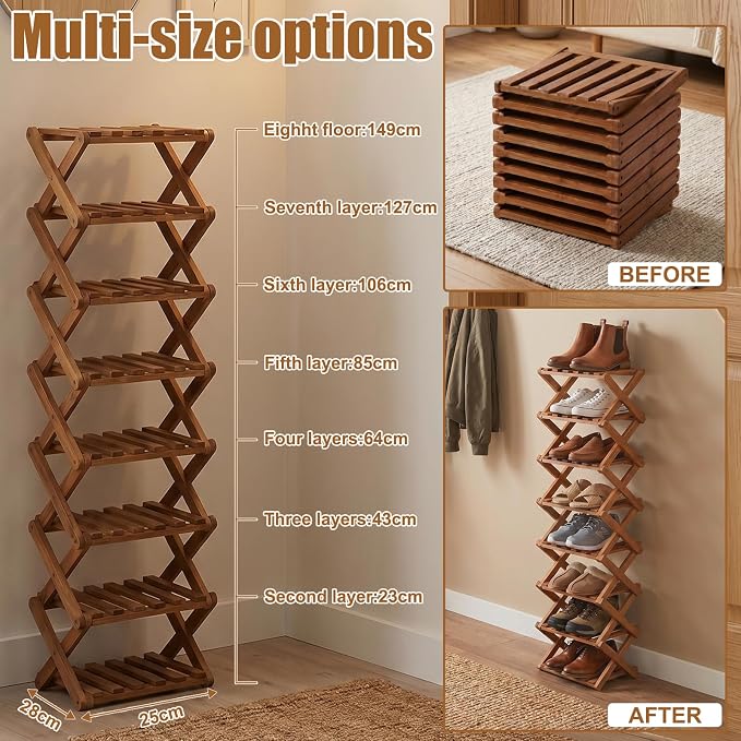 Shoe Racks, Foldable Shoes Organizer FreeStanding Shelf,5 Layers | Foldable, Multifunctional, Five Layers, Ideal For Entryway, Closet, Bedroom, Hallway Storage