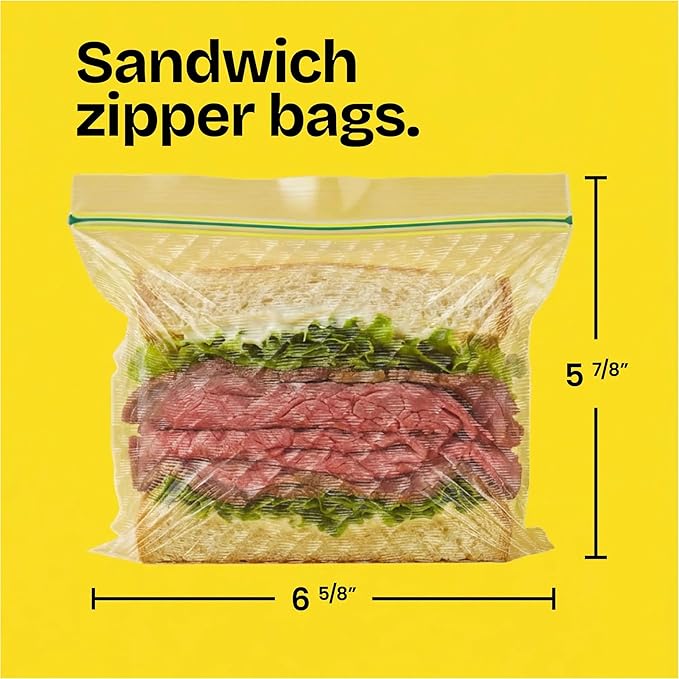 Glad Flex'N Seal Food Storage Plastic Bags, Sandwich, 100 Count, Pack of 4 (Package May Vary)