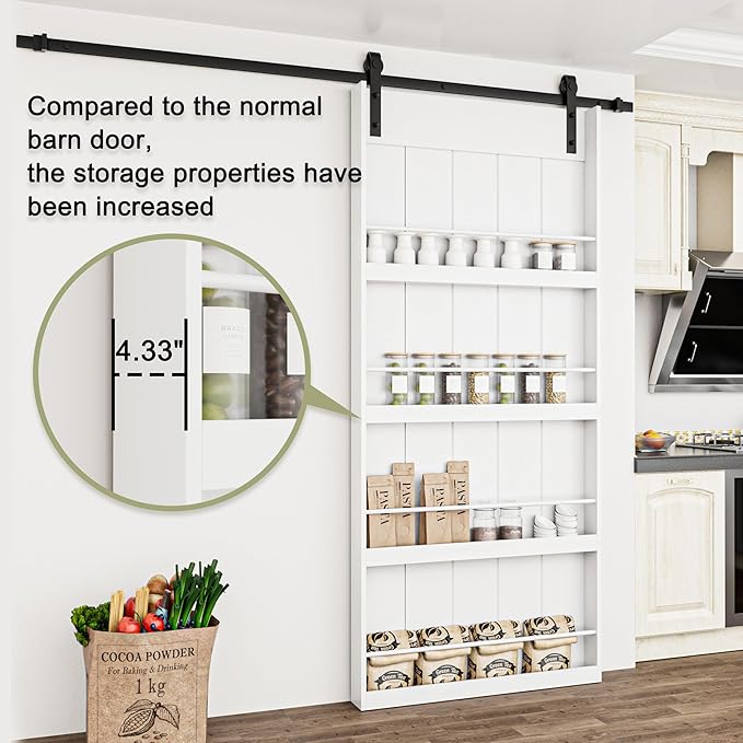 Sliding Barn Doors -Four Levels Bookshelf Style Design Installation Hardware Kit Included,30'' x 84''
