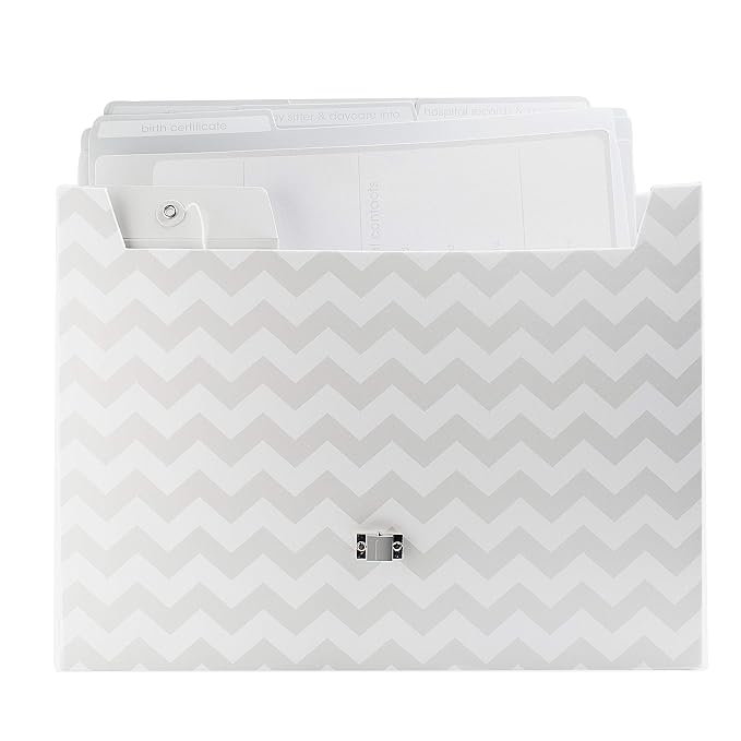 Pearhead Baby Briefcase and Document Organizer,All In One Expanding File Folder,Baby's Paperwork & Records,Newborn Keepsake & Memory Box with Labels,Baby Girl or Baby_Boy Gift,Gray Chevron (Pack of 6)