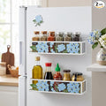 Beeveer 2 Pack Hydrangea Magnetic Fridge Spice Rack Metal Magnetic Storage Basket Organizer for Refrigerator Magnet Shelf for Condiment Seasoning Bottle Kitchen Decor Accessories